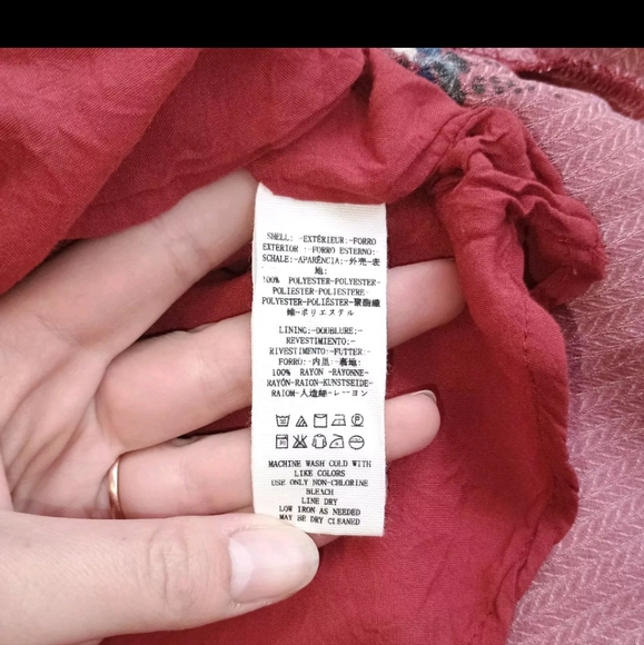 Free People All I Got Maxi Dress Women's Sz 2 XS S Floral Tiered Red Ruffled Tie - Picture 5 of 7